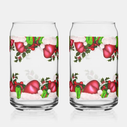 Christmas Santa Hats & Presents | Festive Holiday  ガラス缶 (正面)