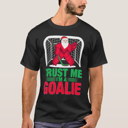 Christmas Santa  Ice Hockey Goalie Goaltender Xmas Tシャツ (正面)