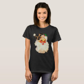 Christmas Santa Leopard Hat Merry Xmas Cute  Women Tシャツ (正面フル)