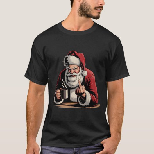 Christmas Santa Middle Finger Sarcastic Xmas Funny Tシャツ (正面)