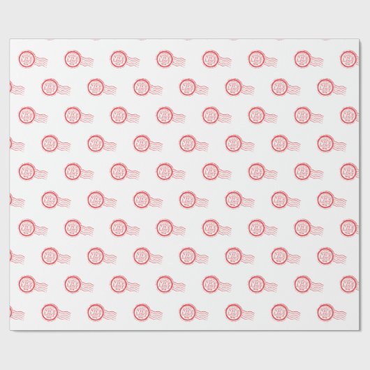 CHRISTMAS SANTA NICE LISTが承認した赤いスタンプ ラッピングペーパー (フラット)