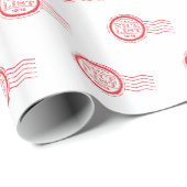 CHRISTMAS SANTA NICE LISTが承認した赤いスタンプ ラッピングペーパー (ロールコーナー)