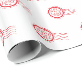 CHRISTMAS SANTA NICE LISTが承認した赤いスタンプ ラッピングペーパー