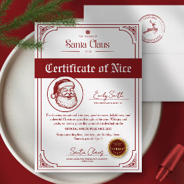 Christmas Santa Nice List Certificate 招待状