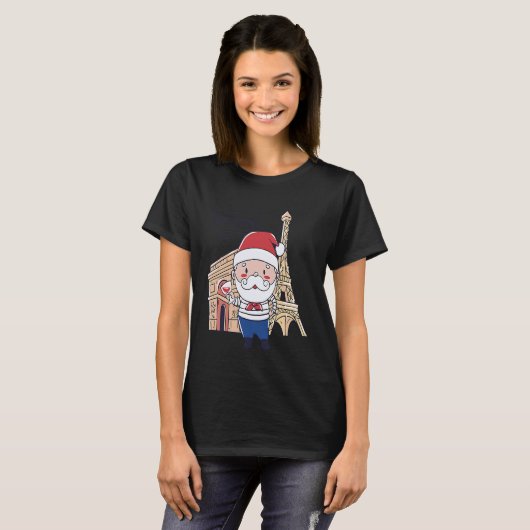 Christmas Santa Paris France Tシャツ (正面フル)