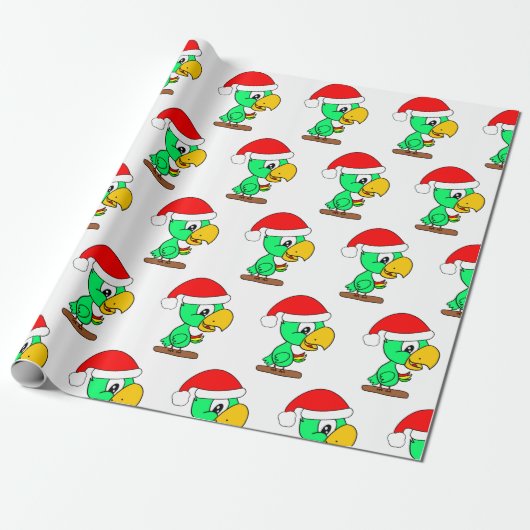 Christmas Santa Parrot Bird Animal Wrapping Paper ラッピングペーパー (アンロールド)