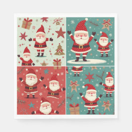 Christmas Santa Pattern Paper Napkins スタンダードランチョンナプキン