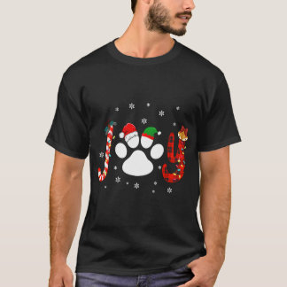 Christmas Santa Paw Joy Buffalo Red Plaid Dog Paw  Tシャツ