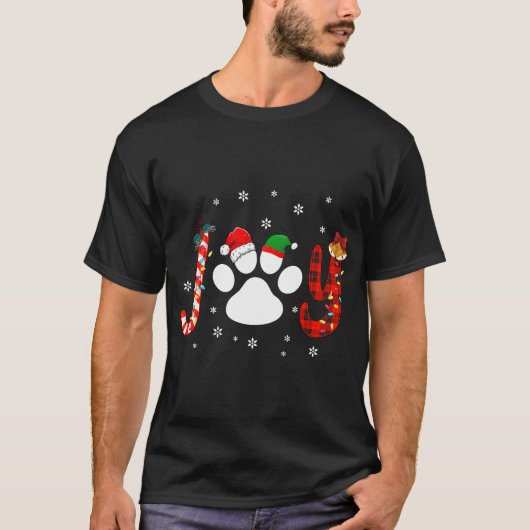 Christmas Santa Paw Joy Buffalo Red Plaid Dog Paw  Tシャツ (正面)