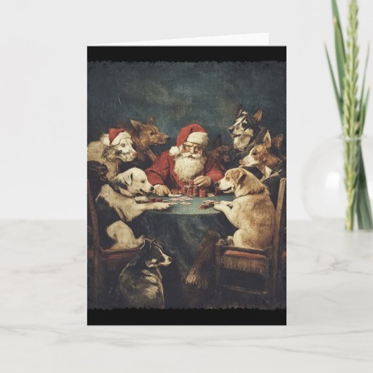 Christmas Santa Playing Cards Dogs Playing Poker  カード (正面)