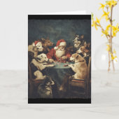 Christmas Santa Playing Cards Dogs Playing Poker  カード (黄色い花)