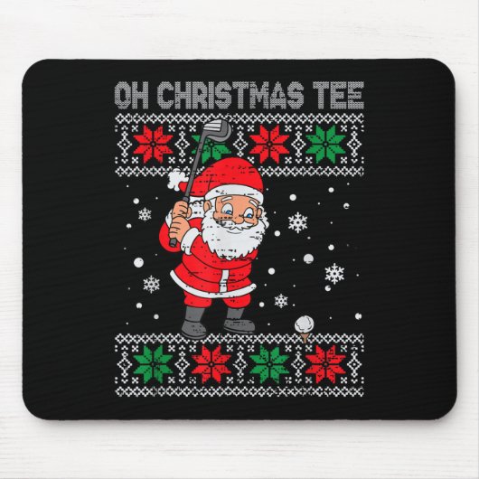 Christmas Santa Playing Golf Xmas Golfer For Mens マウスパッド (正面)