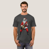 Christmas Santa Playing Guitar Rock Music Lover Xm Tシャツ (正面フル)