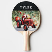 Christmas Santa Red Tractor Festive Jolly 卓球ラケット (裏面)