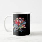 Christmas Santa Riding Dinosaur Funny Xmas Lights  コーヒーマグカップ (左)