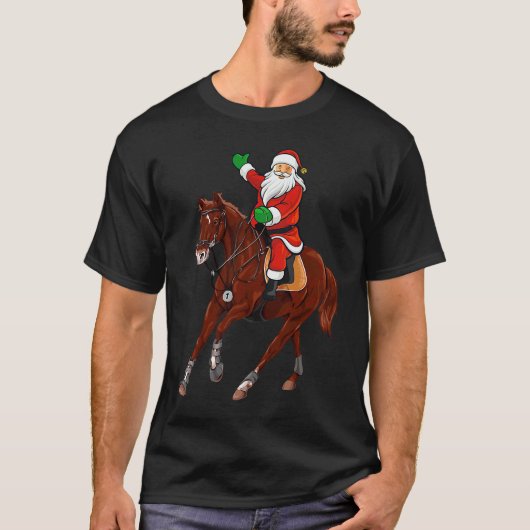 Christmas Santa Riding Horse Xmas  Idea For Men Wo Tシャツ (正面)