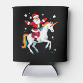 Christmas Santa Riding Unicorn Xmas Girls Women Ra 缶クーラー (正面)