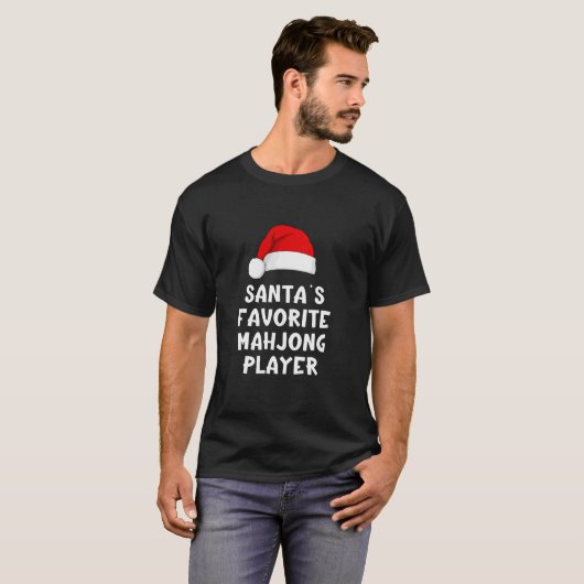 Christmas Santa s Favorite Mahjong Player Funny Xm Tシャツ (正面フル)