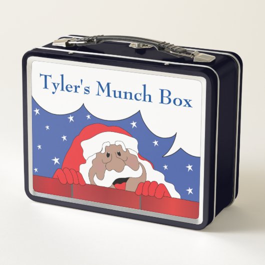 Christmas Santa Says Dark Tones Metal Lunch Box メタルランチボックス (裏面)