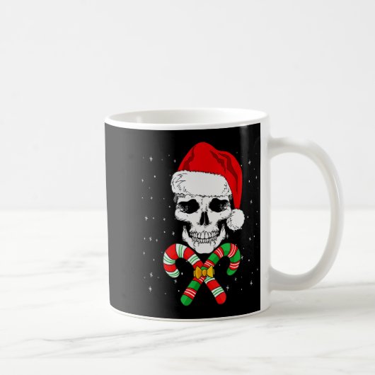 Christmas Santa Skull Xmas Candy Skull Wearing San コーヒーマグカップ (右)