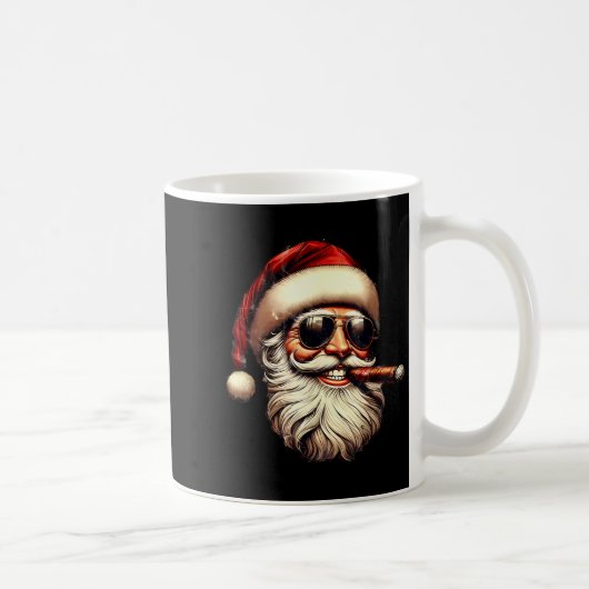 Christmas Santa Smoking Cigar With Sungl Cigar Smo コーヒーマグカップ (右)