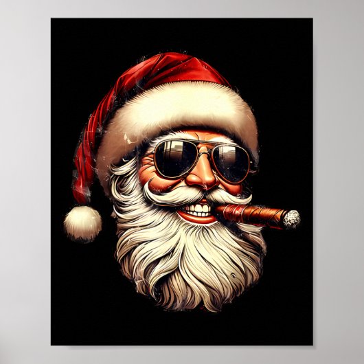 Christmas Santa Smoking Cigar With Sungl Cigar Smo ポスター (正面)