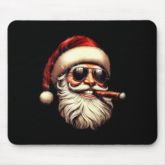 Christmas Santa Smoking Cigar With Sungl Cigar Smo マウスパッド (正面)