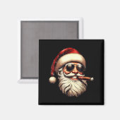 Christmas Santa Smoking Cigar With Sungl Cigar Smo マグネット (正面/裏面)