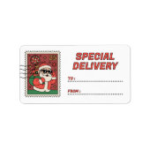 Christmas Santa Stamp Special Delivery Sticker ラベル (正面)