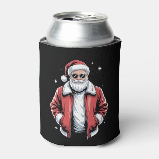 Christmas Santa Sunglasses Leather Jacket Bomber 缶クーラー (缶正面)