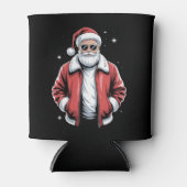 Christmas Santa Sunglasses Leather Jacket Bomber 缶クーラー (正面)