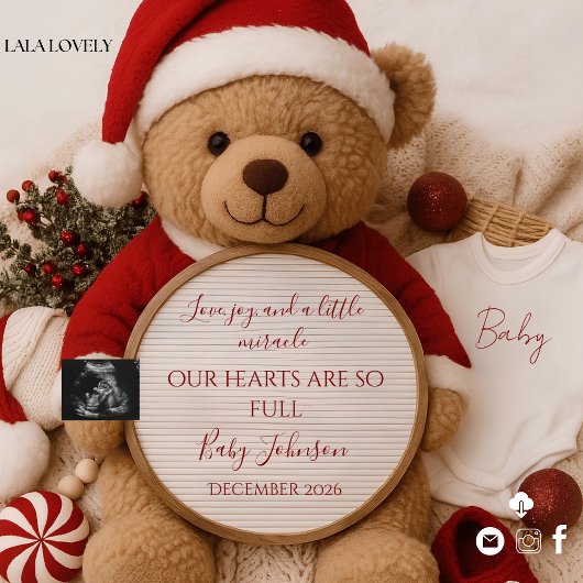 Christmas santa Teddy Bear Pregnancy Announcement 招待状