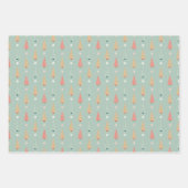 Christmas Santa Trees Stars Wrapping Paper Set ラッピングペーパーシート (正面3)