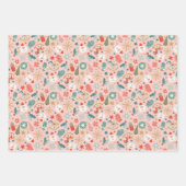 Christmas Santa Trees Stars Wrapping Paper Set ラッピングペーパーシート (正面)