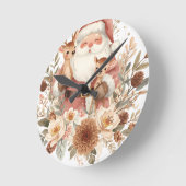 Christmas Santa Wall Clock | Winter Holiday Home  ラウンド壁時計 (傾斜)