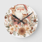 Christmas Santa Wall Clock | Winter Holiday Home  ラウンド壁時計 (正面)