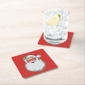 Christmas Santa Winks Classic Holiday Pattern 6 スクエアペーパーコースター (インサイチュ)