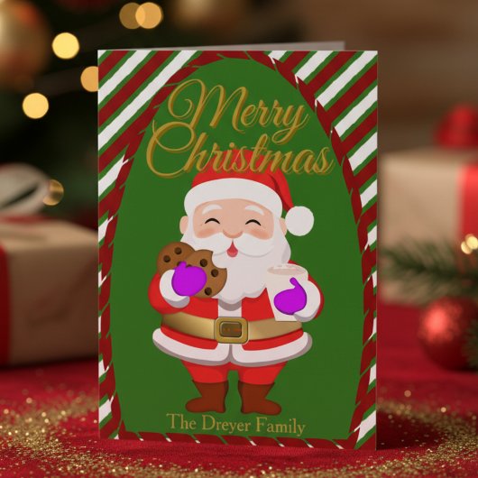 Christmas Santa With Cookies Folded Holiday Card シーズンカード