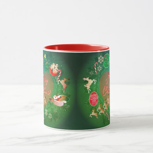 Christmas Santa Wreath  マグカップ (中央)