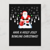 Christmas Santa's Bowling Holly Jolly Fun ポストカード (正面)