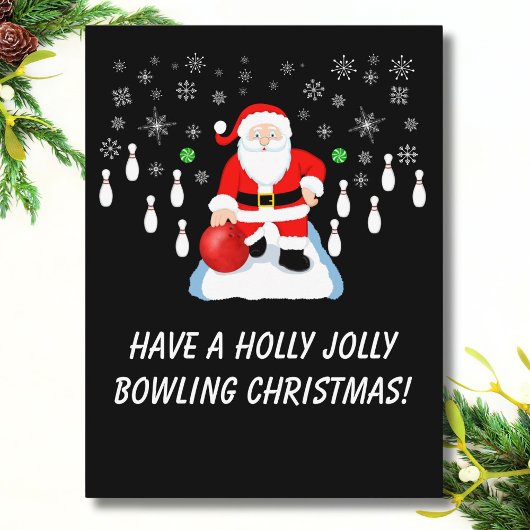 Christmas Santa's Bowling Holly Jolly Fun ポストカード