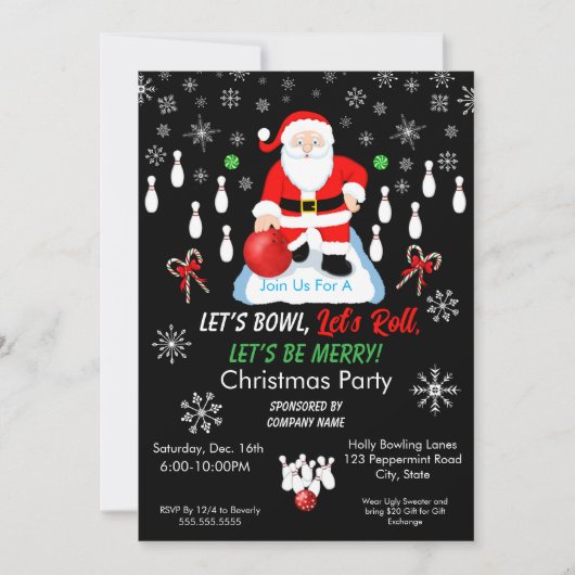 Christmas Santa's Bowling Party  招待状 (正面)