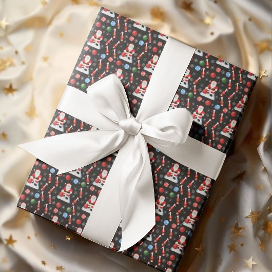 Christmas Santa's Bowling Pattern ラッピングペーパー