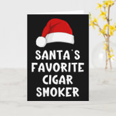 Christmas Santa's Favorite Cigar Smoker Funny Xmas カード (黄色い花)