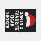 Christmas Santa's Favorite Cigar Smoker Funny Xmas フリースブランケット (正面(横))