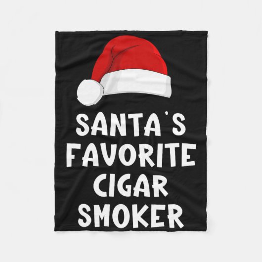 Christmas Santa's Favorite Cigar Smoker Funny Xmas フリースブランケット (正面)