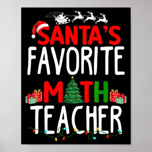 Christmas Santa's Favorite Math Teacher Mathematic ポスター (正面)