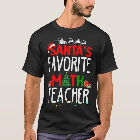 Christmas Santa's Favorite Math Teacher Mathematic Tシャツ (正面)