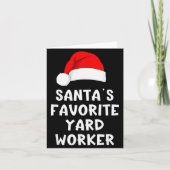 Christmas Santa's Favorite Yard Worker Funny Pajam カード (正面)
