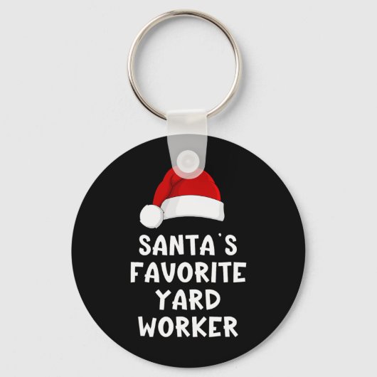 Christmas Santa's Favorite Yard Worker Funny Pajam キーホルダー (正面)